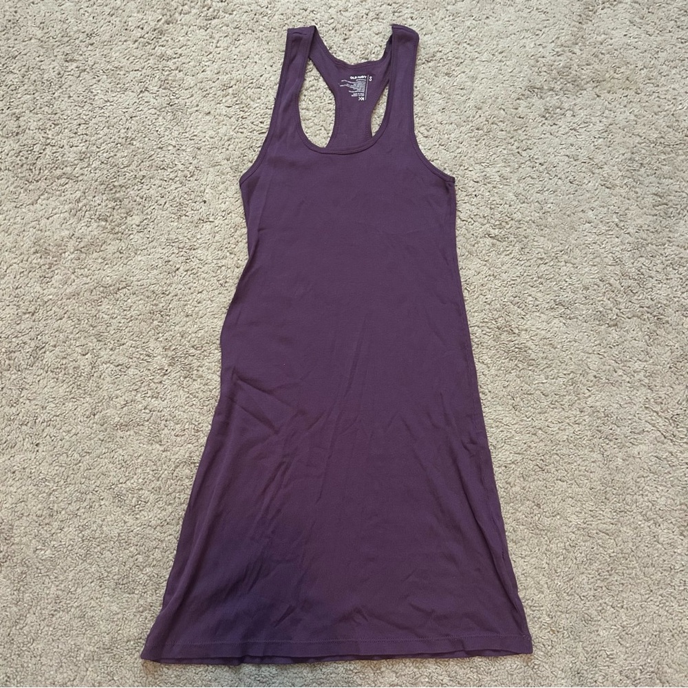 Old Navy Sleeveless Racerback Ribbed Midi Dress Deep Plum Purple Small